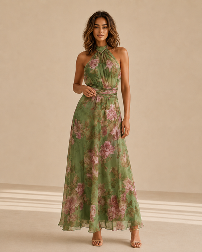 Fiorenza™ | Abito lungo floreale con collo halter