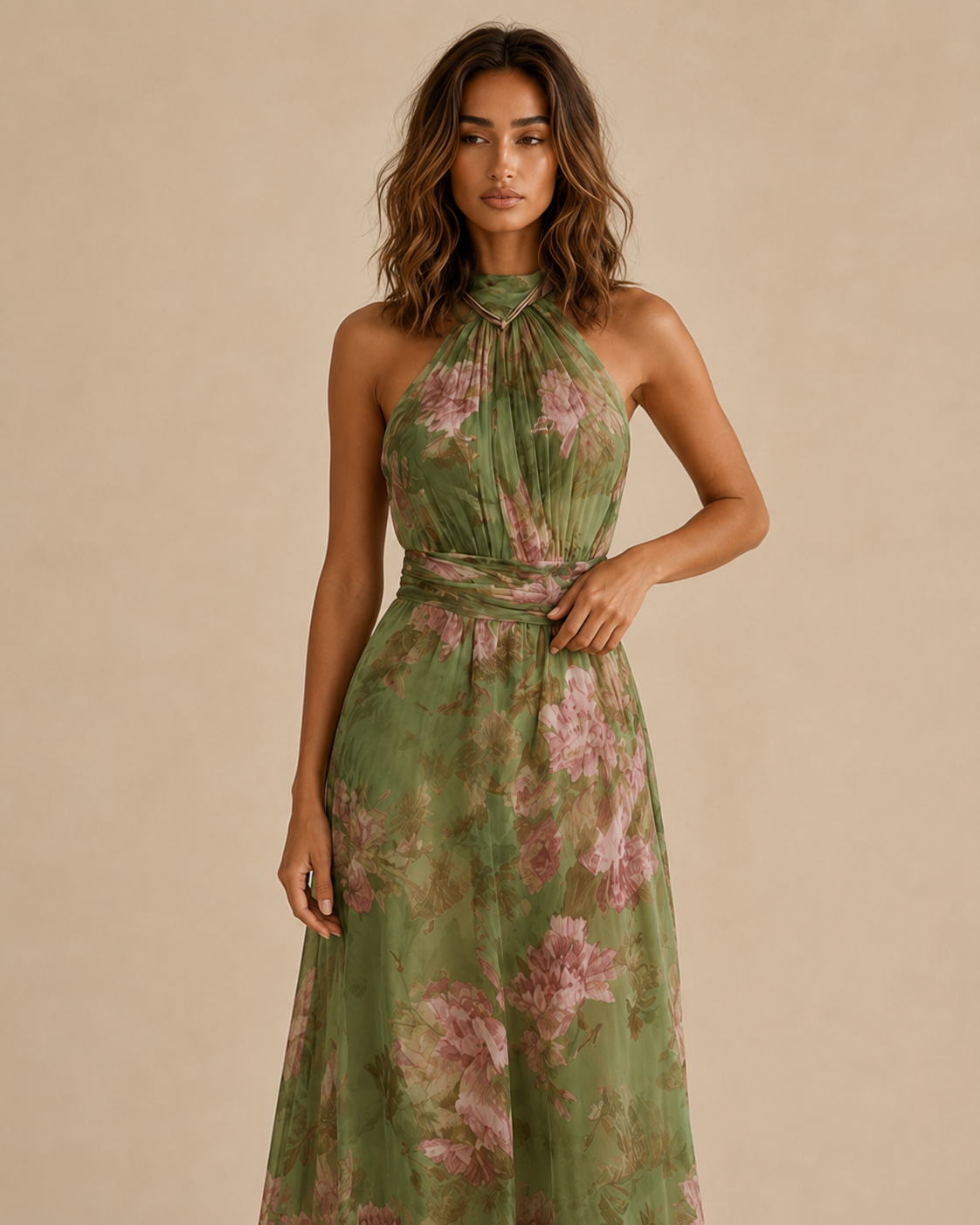 Fiorenza™ | Abito lungo floreale con collo halter