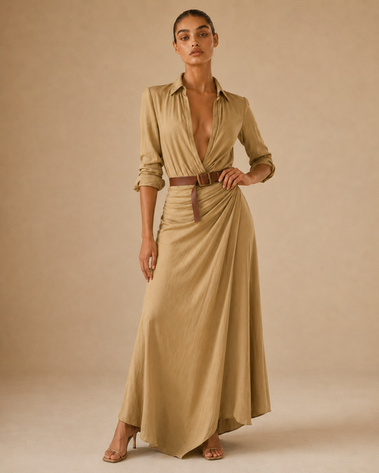 Beatrice | Abito con cintura e maniche lunghe