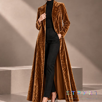 Beatrice | Cappotto lungo in velluto aperto