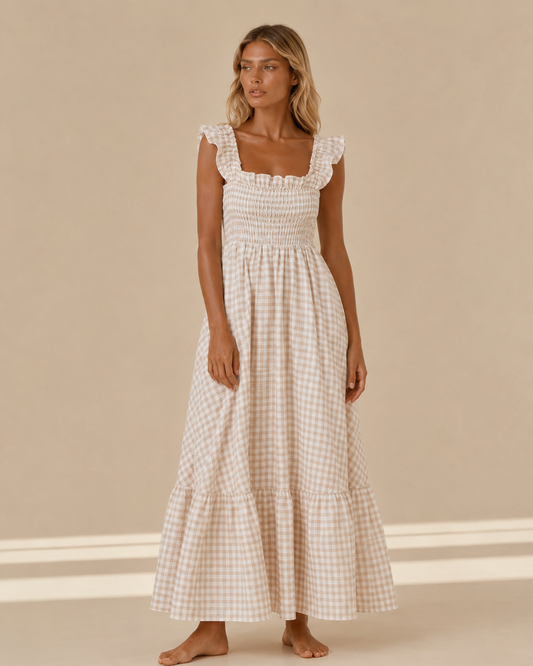 Arianna™ | Abito vichy con top arricciato