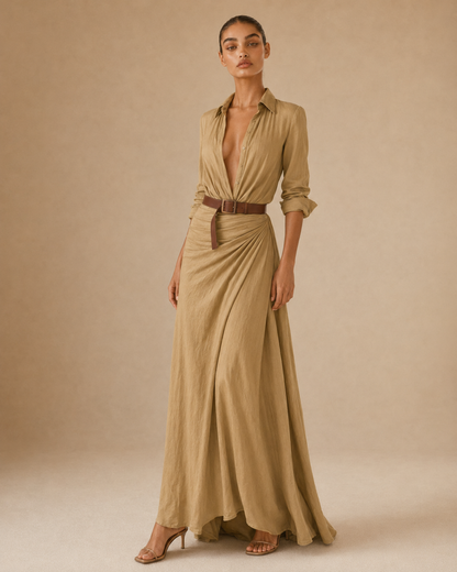 Beatrice | Abito con cintura e maniche lunghe
