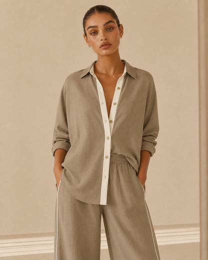 Mirella™ | Completo elegante con blusa e pantalone