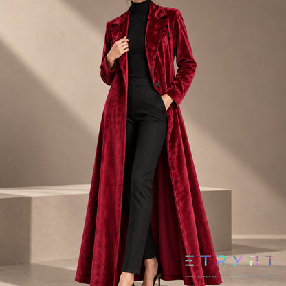 Beatrice | Cappotto lungo in velluto aperto