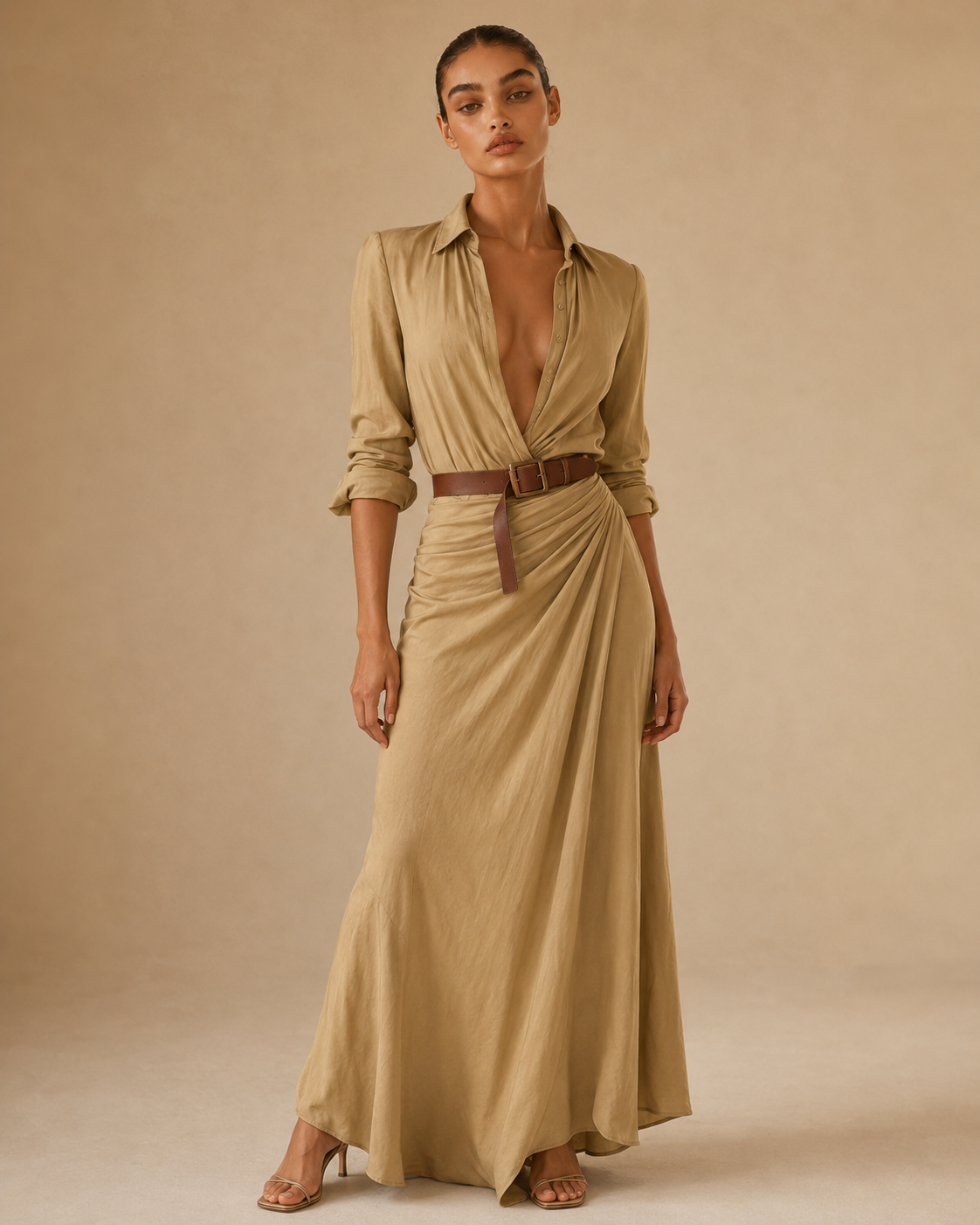 Beatrice | Abito con cintura e maniche lunghe