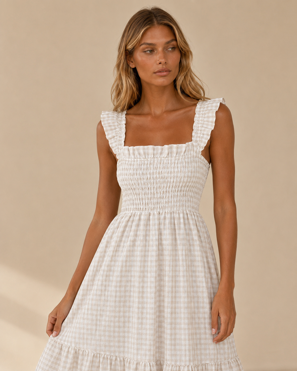 Arianna™ | Abito vichy con top arricciato