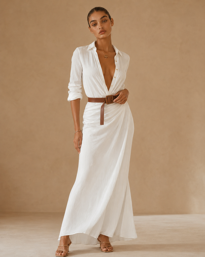Beatrice | Abito con cintura e maniche lunghe