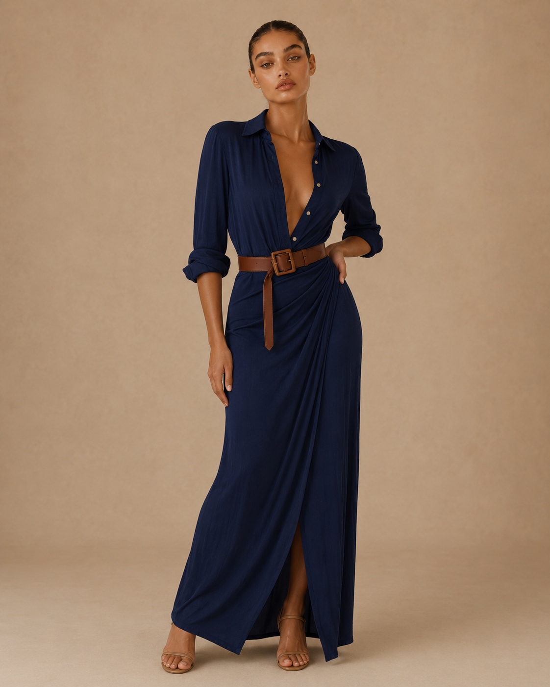 Beatrice | Abito con cintura e maniche lunghe