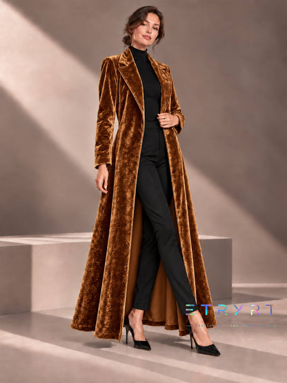 Beatrice | Cappotto lungo in velluto aperto