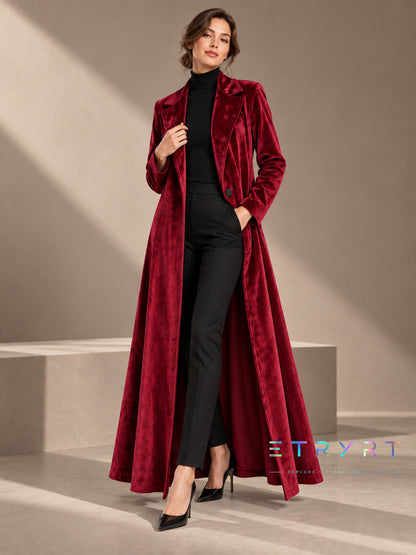 Beatrice | Cappotto lungo in velluto aperto