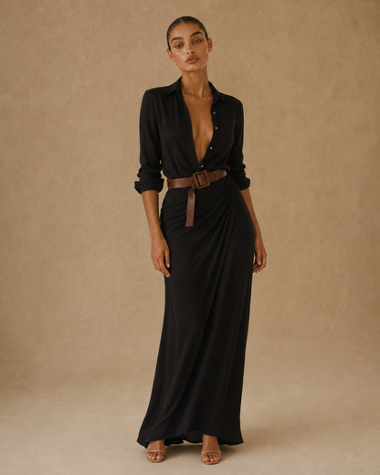 Beatrice | Abito con cintura e maniche lunghe