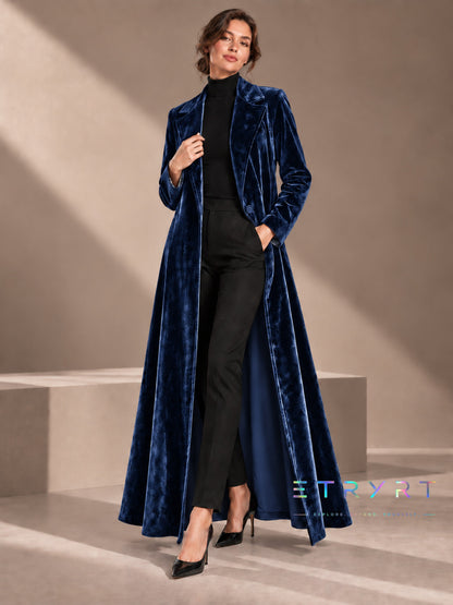 Beatrice | Cappotto lungo in velluto aperto