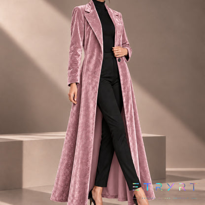 Beatrice | Cappotto lungo in velluto aperto