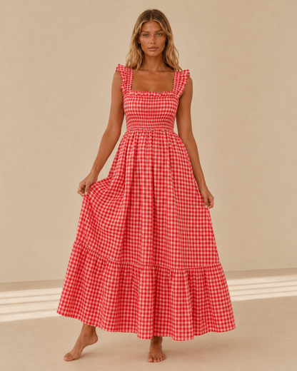 Arianna™ | Abito vichy con top arricciato