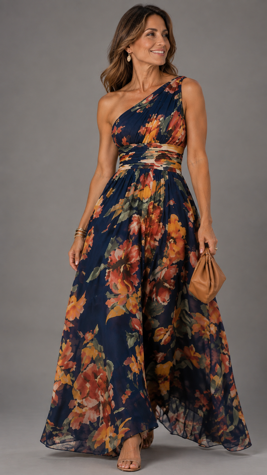 Monica – Vestito Floreale Asimmetrico