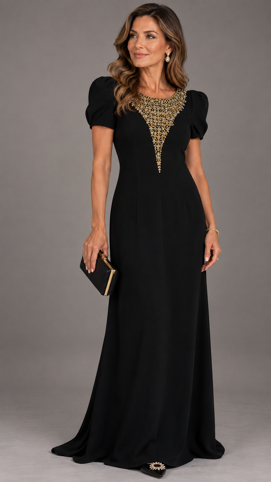 Emma – Vestito con maniche a sbuffo e dettagli con strass
