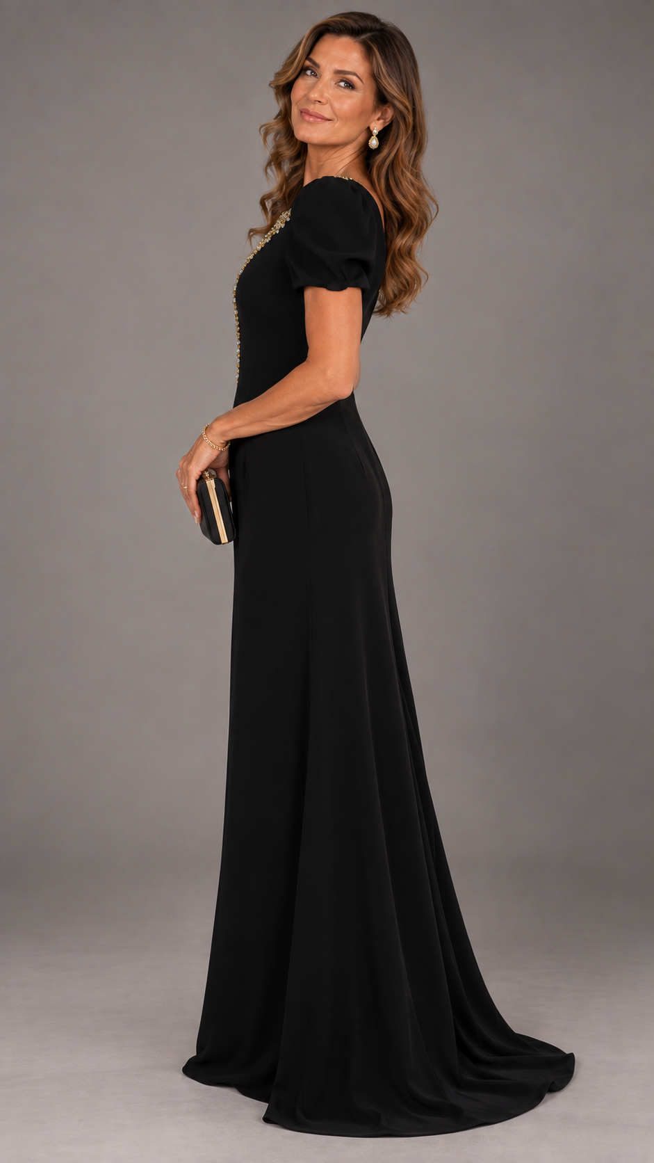 Emma – Vestito con maniche a sbuffo e dettagli con strass