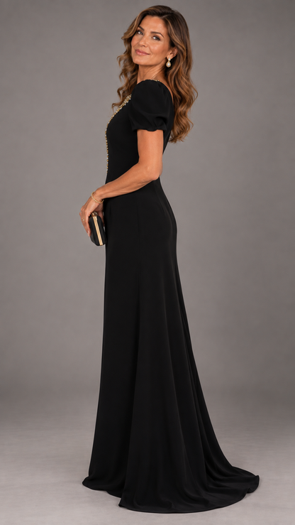 Emma – Vestito con maniche a sbuffo e dettagli con strass