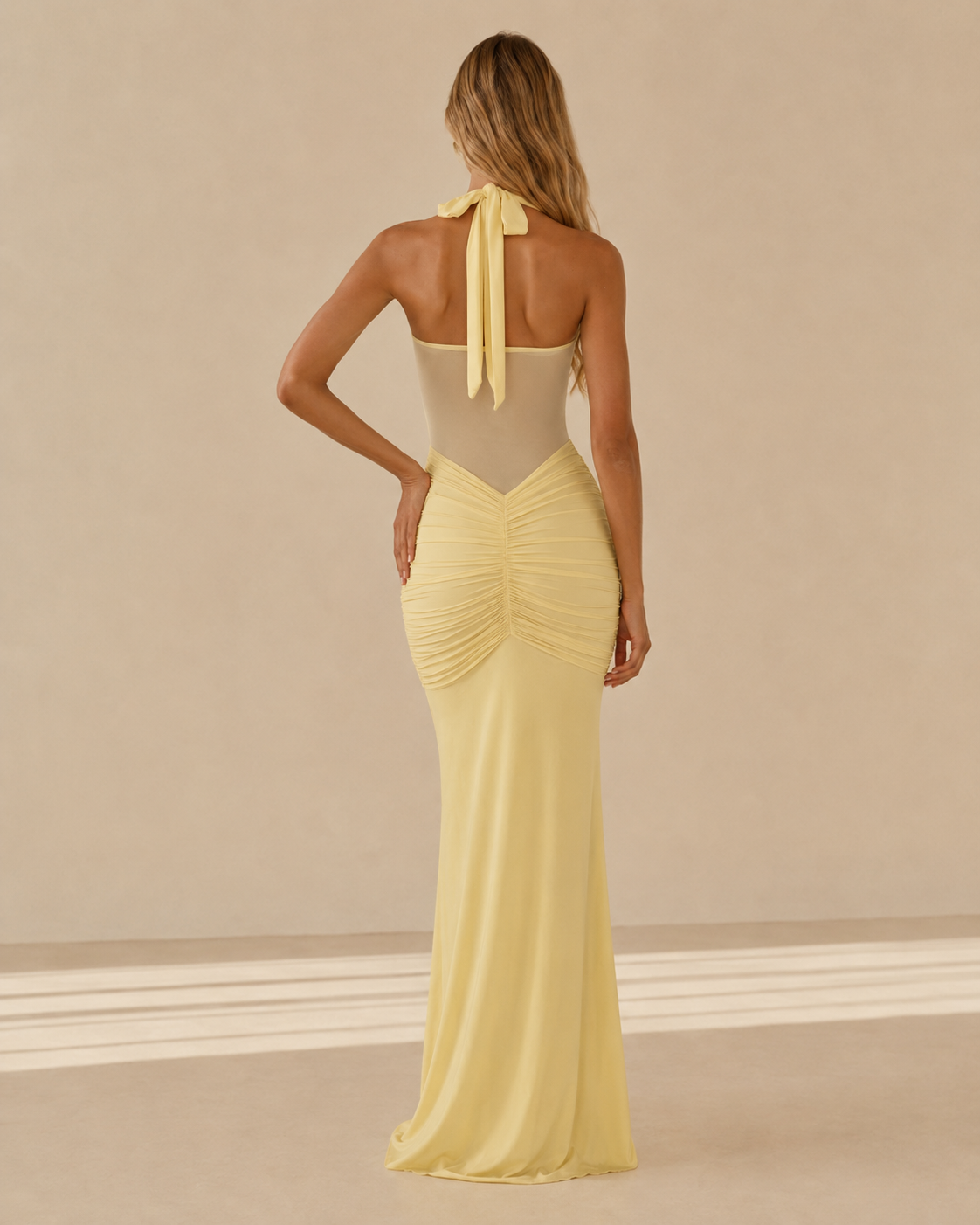 Alessandra™ | Abito lungo con inserto in rete