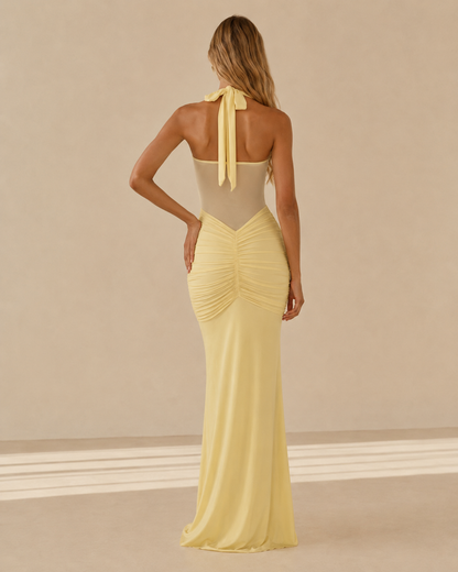Alessandra™ | Abito lungo con inserto in rete
