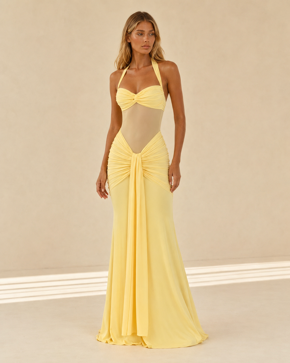 Alessandra™ | Abito lungo con inserto in rete