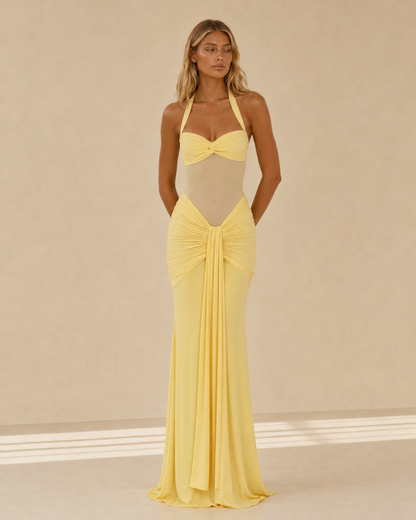 Alessandra™ | Abito lungo con inserto in rete