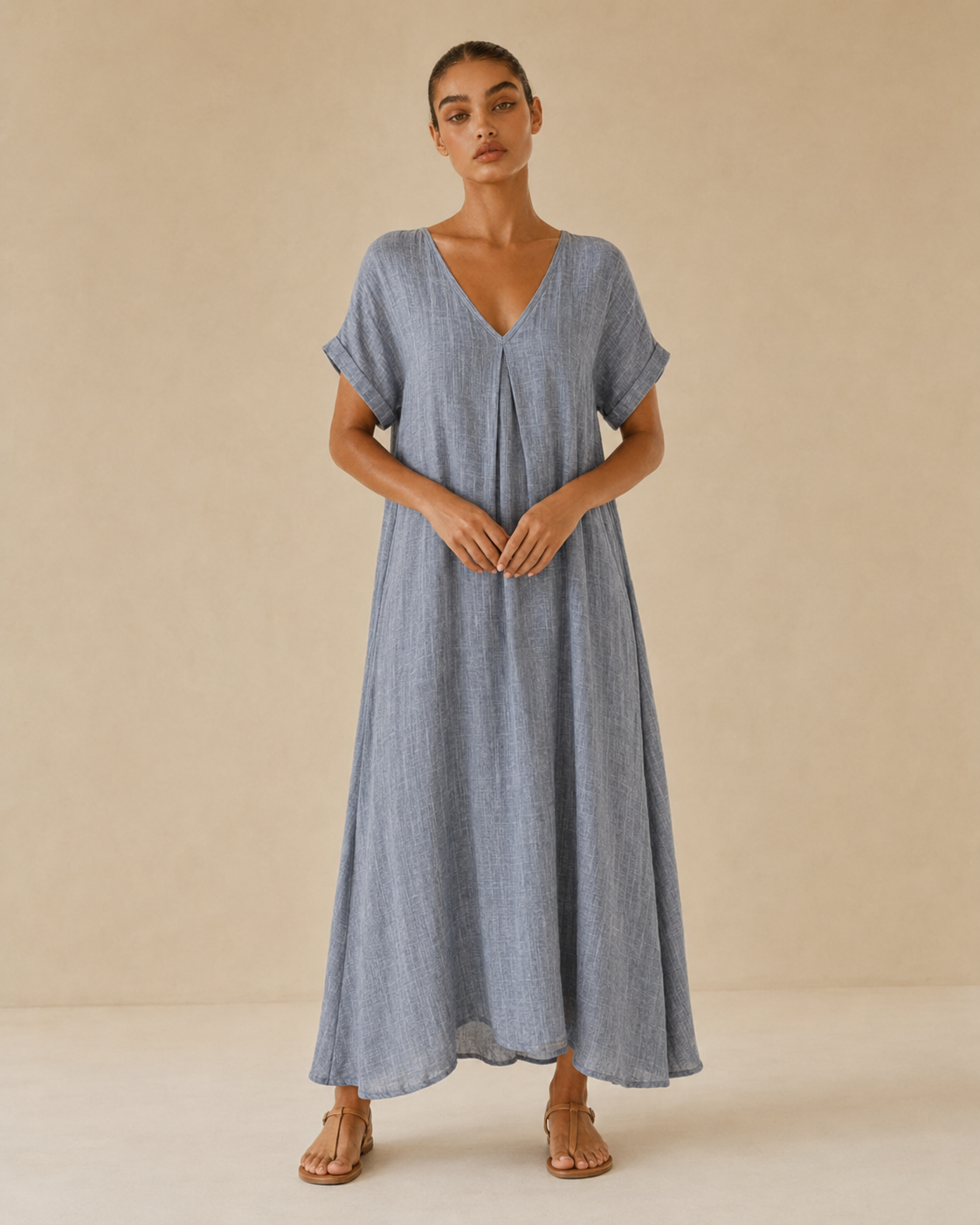 Amelia™ | Abito lungo fluido con scollo a V