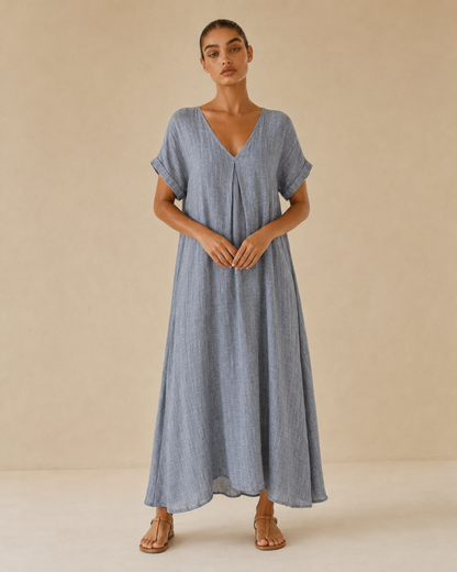 Amelia™ | Abito lungo fluido con scollo a V