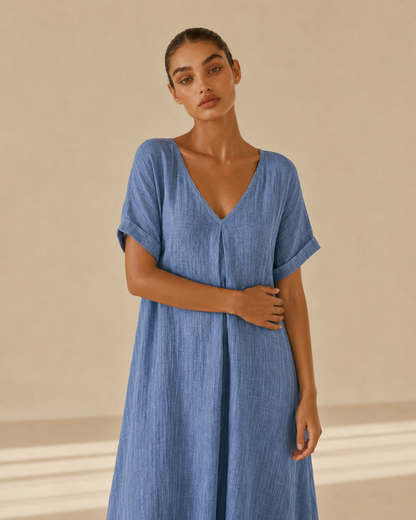 Amelia™ | Abito lungo fluido con scollo a V