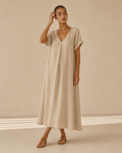 Amelia™ | Abito lungo fluido con scollo a V