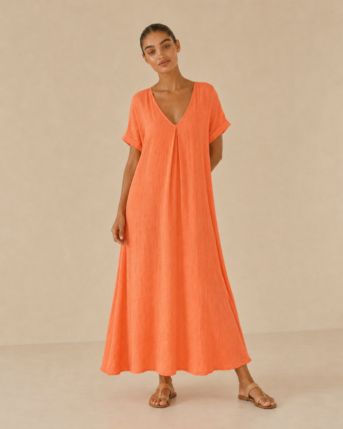 Amelia™ | Abito lungo fluido con scollo a V