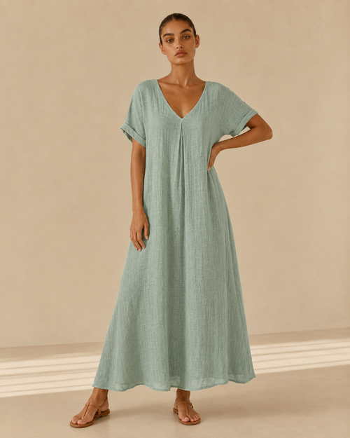 Amelia™ | Abito lungo fluido con scollo a V