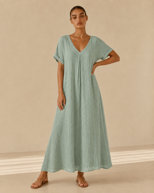 Amelia™ | Abito lungo fluido con scollo a V