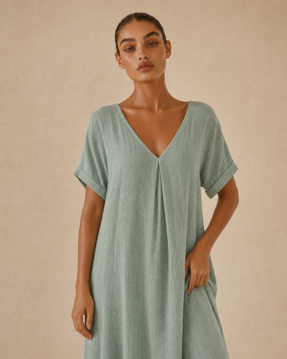 Amelia™ | Abito lungo fluido con scollo a V