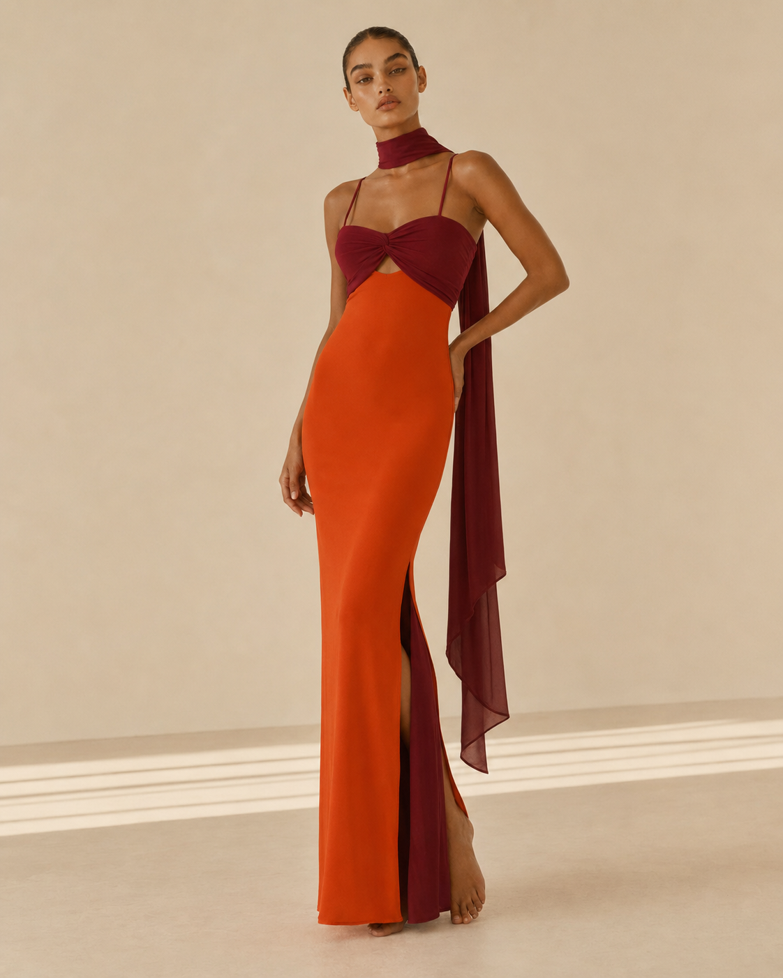 Ilaria™ | Abito lungo con stola coordinata