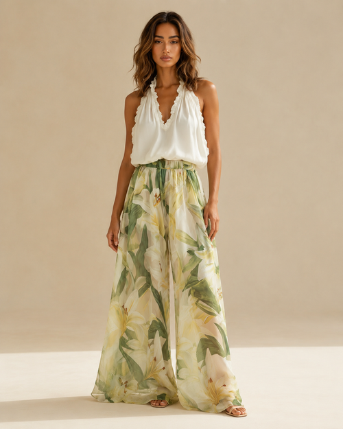 Cecilia™ | Completo floreale con pantalone ampio