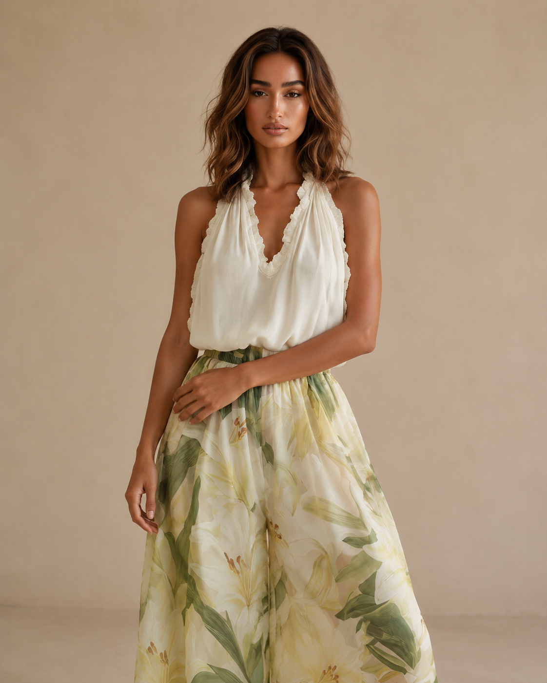 Cecilia™ | Completo floreale con pantalone ampio