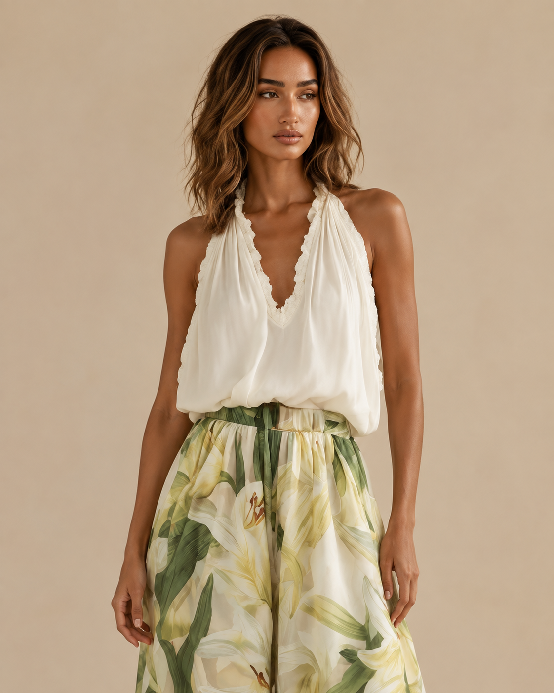 Cecilia™ | Completo floreale con pantalone ampio