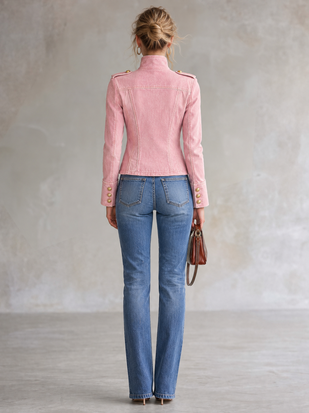Marion | Giacca in denim stile militare con bottoni dorati