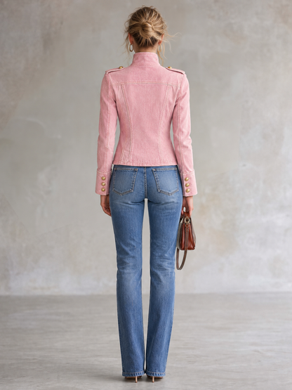Marion | Giacca in denim stile militare con bottoni dorati