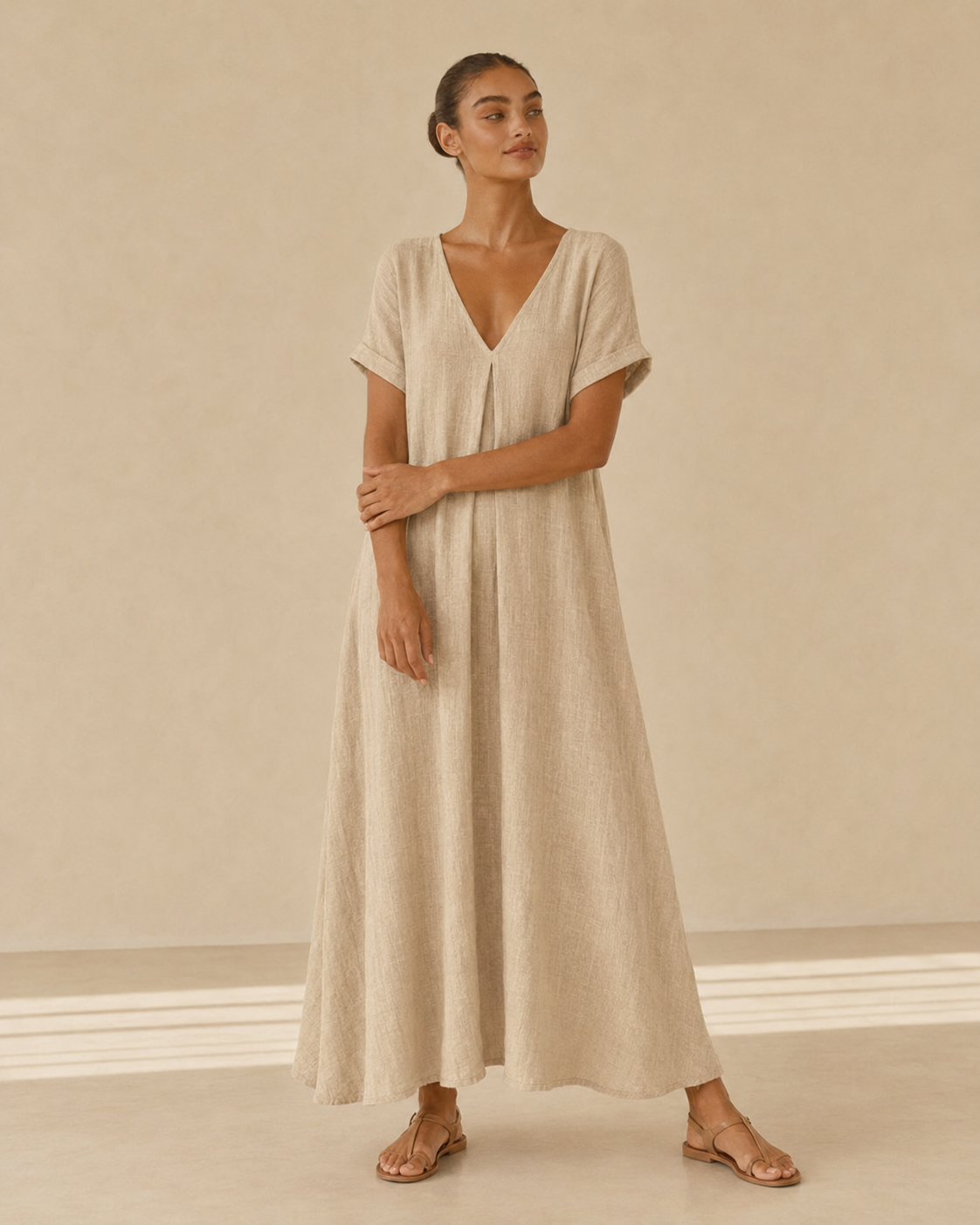 Amelia™ | Abito lungo fluido con scollo a V