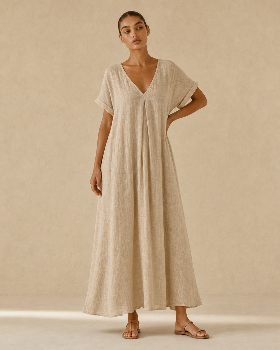 Amelia™ | Abito lungo fluido con scollo a V