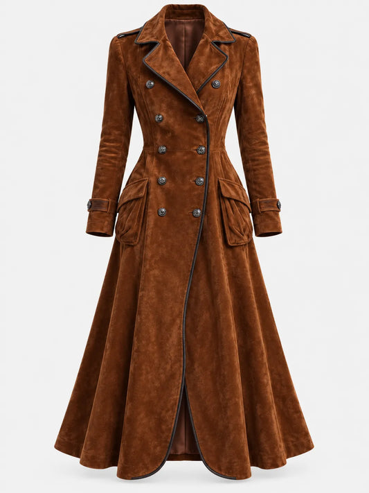 Georgina - Trench lungo effetto scamosciato con cintura