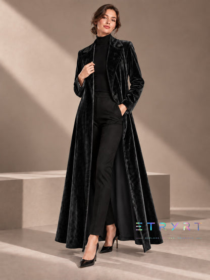 Beatrice | Cappotto lungo in velluto aperto