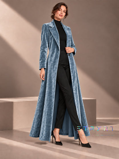 Beatrice | Cappotto lungo in velluto aperto