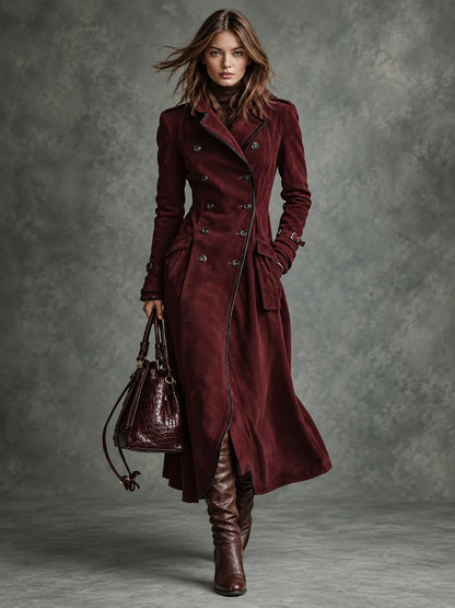 Georgina | Trench lungo effetto scamosciato con cintura