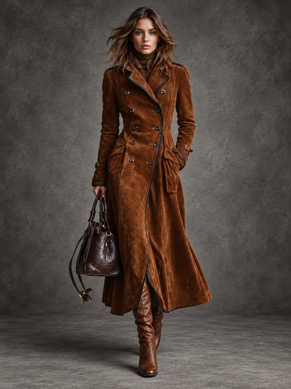 Georgina | Trench lungo effetto scamosciato con cintura