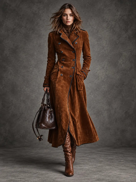 Georgina | Trench lungo effetto scamosciato con cintura