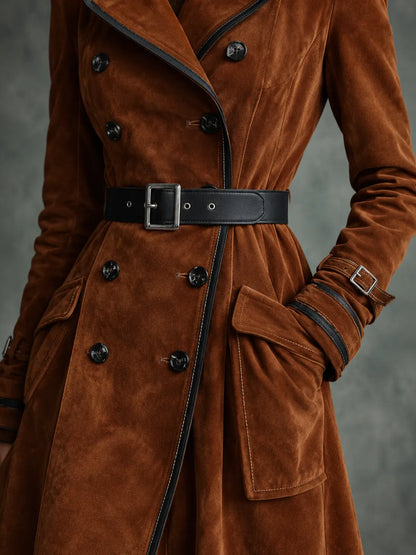 Georgina | Trench lungo effetto scamosciato con cintura