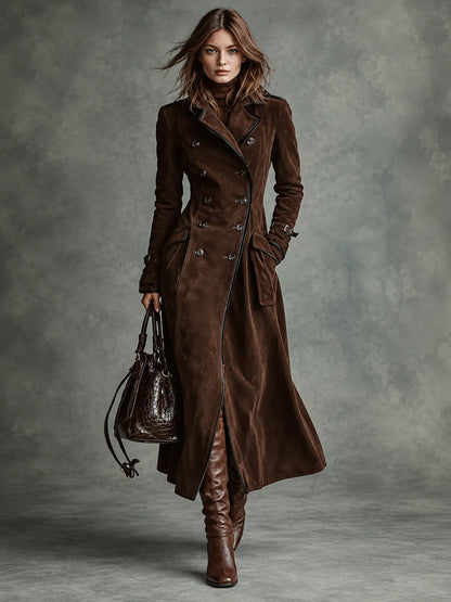 Georgina | Trench lungo effetto scamosciato con cintura